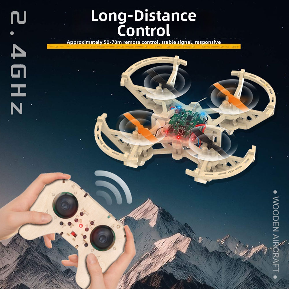 Drone Kit Octocopter - Деревянный радиоуправляемый квадрокоптер-конструктор: 3 режима скорости,